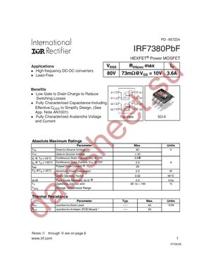 IRF7380TRPBF datasheet  